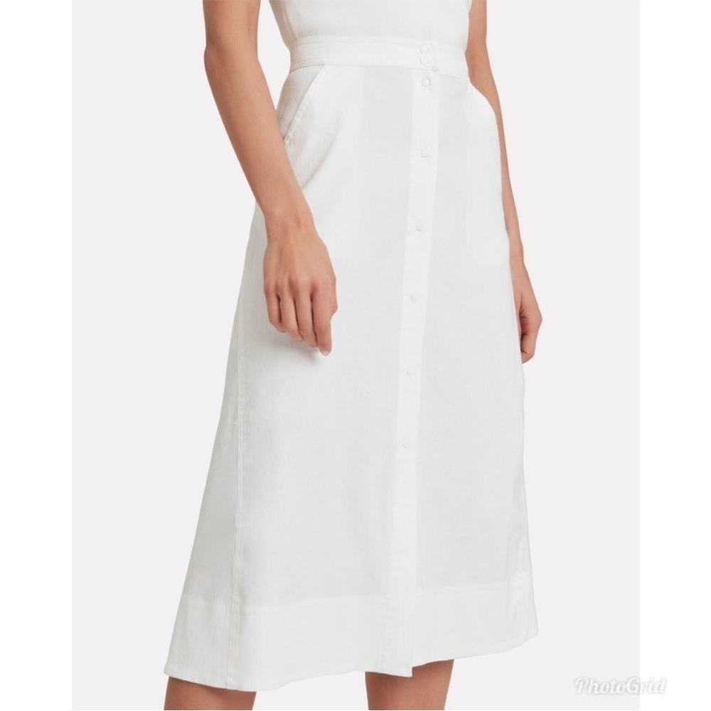 A.L.C. ALC White Linen Blend Snap Front Jayce Skirt Sz. 4 - Picture 1 of 6